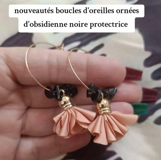 Créoles obsidienne et fleur